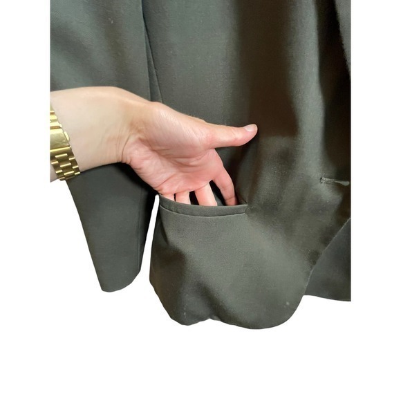Talbots 100% Wool Exterior Olive Army Green Blazer Suite Jacket w/ Brown Buttons - Picture 5 of 14